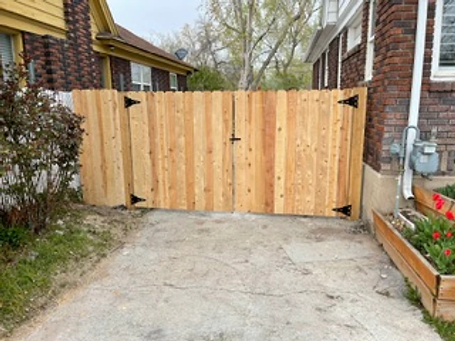 Cedar alley double gate installed at a Utah property