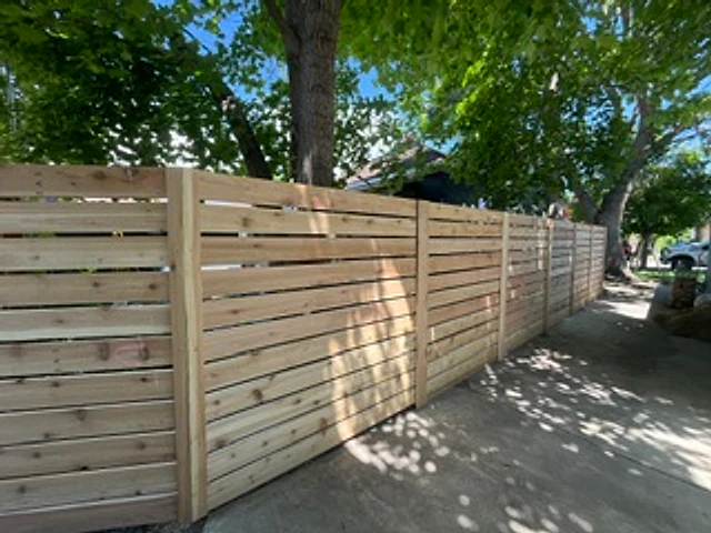 Horizontal cedar shade screen installed at a Utah property