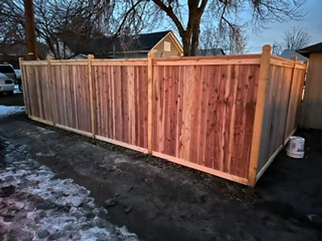 Rain-finished cedar corner installed at a Utah property